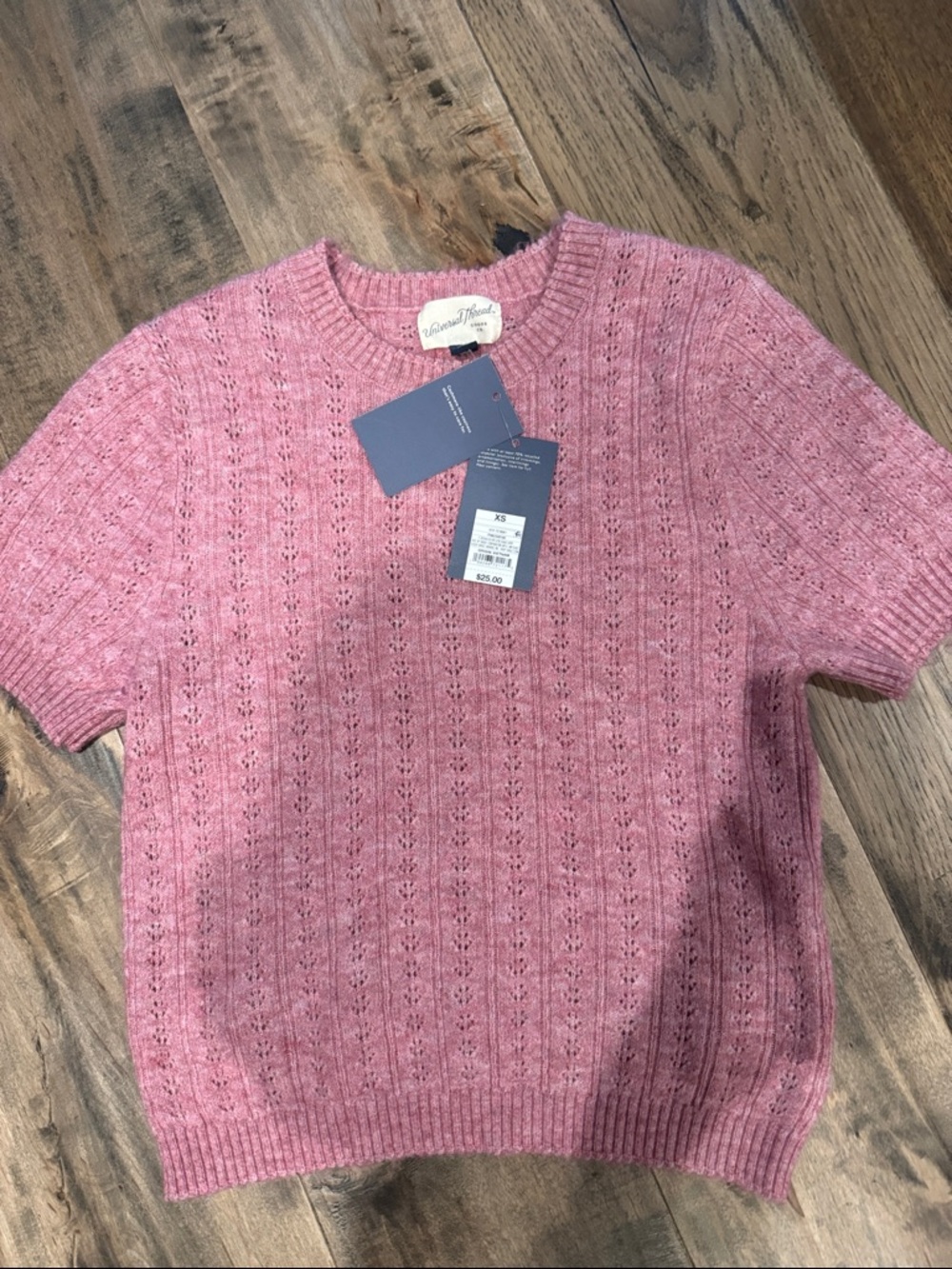 Universal Thread Pink Short-Sleeve Crewneck Sweater